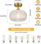 WILON Semi Flush Mount Ceiling Light Fixture, Brushed Brass Gold Light Fixture with Globe Glass Shade, Modern Vintage Ceiling Lamp for Bathroom Hallway Entryway Bedroom Nursery Laundry Room Kitchen