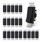 AIDA Matte Black Single Pole Decorator Light Switch, 15Amp, 120/277V, Decorative Paddle Rocker Switch Replacement, Electrical Wall Switch,Residential/Commercial Grade, UL/CUL (20 Pack)