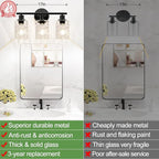 3-Light Bathroom Light Fixtures, Black Modern Vanity Lights with Clear Glass Shade, Bathroom Wall Lamp for Mirror Kitchen Living Room Hallway Cabinet Porch