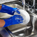 2 Pairs Rubber Household Cleaning Gloves for Kitchen Dishwashing, Cotton Lined (Blue)