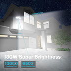 Olafus 130W Flood Lights Outdoor, 13000LM Super Bright LED Flood Light, IP65 Waterprooof Outdoor Flood Light Fixture, 3 Adjustable Heads, 6500K Exterior Security Lights for Yard, Garage, White