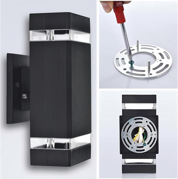 Motion Sensor Outdoor Wall Lights, Dusk to Dawn Exterior Light Fixtures with 3 Modes, Modern Up Down Wall Sconce, Waterproof Aluminum Porch Light for Garage, Patio, Front Door