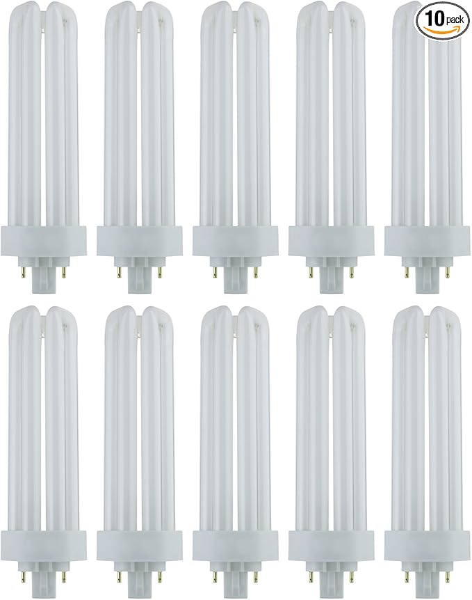 Sunlite PLT42/E/SP41K/10PK 4100K Cool White Fluorescent 42W PLD Triple U-Shaped Twin Tube CFL Bulbs with 4-Pin GX24Q-4 Base (10 Pack)