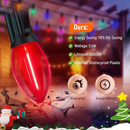 25 Pack LED Replacement Christmas Bulbs,Colored Plastic C9 Clear Replacement Bulbs Multicolor,Shatterproof C9/E17 Intermediate Base 0.6 Watt Great for Christmas Chandeliers Patio String Lights