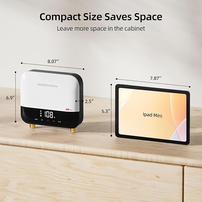 MIZUDO 3.5kW Tankless Water Heater Electric, 120V White