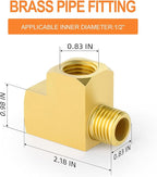 GASHER 1Pc Brass Tee Fitting, 1/2" FNPT x 1/2" FNPTx 1/2" MNPT Pipe Fittings, Male Run Tee