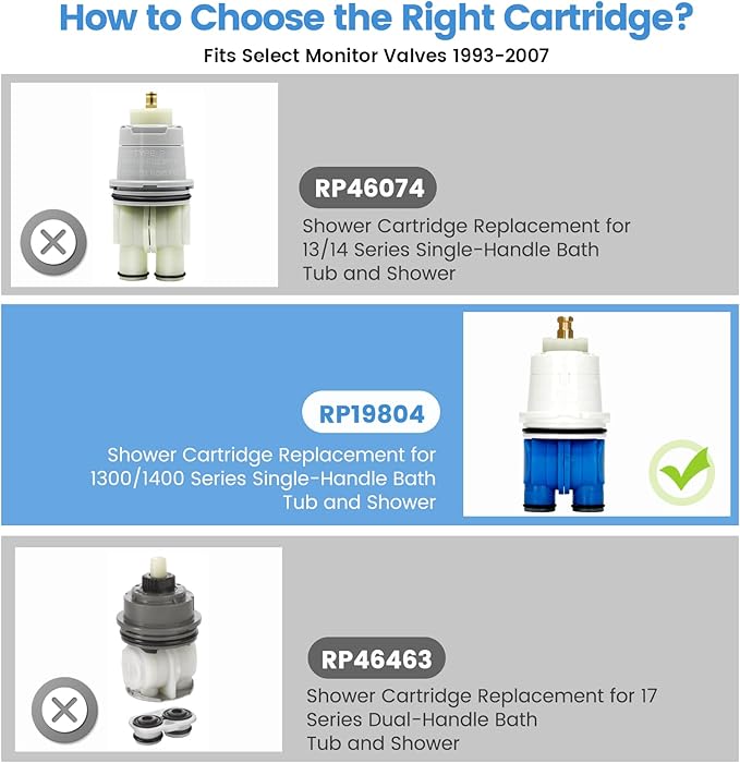 RP19804 Shower Cartridge Compatible with Delta Faucet 1300/1400 Series Tub and Shower Valves, RP19804 Cartridge Replacement Fits Select Monitor Valves 1993-2007 (2 PCS)