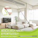 Skinny Duster with Extension Pole for Under Furniture, Under Appliance Cleaning Tool with 3 Microfiber Dusting Cloths, Retractable Flat Duster for Under Refrigerator, Tight Spaces, Gap
