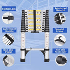 JADDUO Telescoping Ladder 12.5 FT Extension Ladder Aluminum Lightweight Telescopic Ladders with 2 Triangle Stabilizers Ladders for Travel & Home & RV