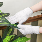 Patelai 3 Pairs Microfiber Plant Dusting Gloves Leaf Cleaning Gloves for Indoor Plants, Blinds, Furniture, House(Medium,White)