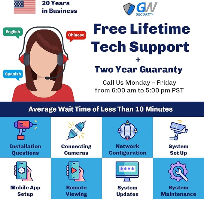 GW Security 8 Channel 12MP NVR 4K AI Face Recognition Human & Vehicle Smart Detection Security Camera System with 8 UHD 8MP 2160P Microphone PoE Outdoor/Indoor Weatherproof IP Security Bullet Camera