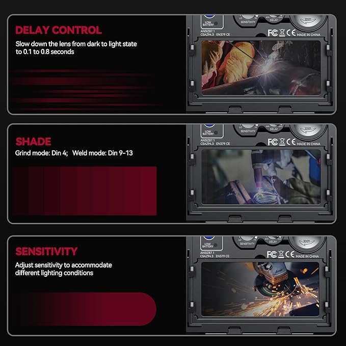 ARCCAPTAIN True Color Auto Darkening Welding Helmet with Upgraded Arc Sensor, 1/1/1/1 Top Optical Clarity Solar Power Welding Hood, 1/25000s Response Time, 4/9-13 for TIG MIG ARC, Describe