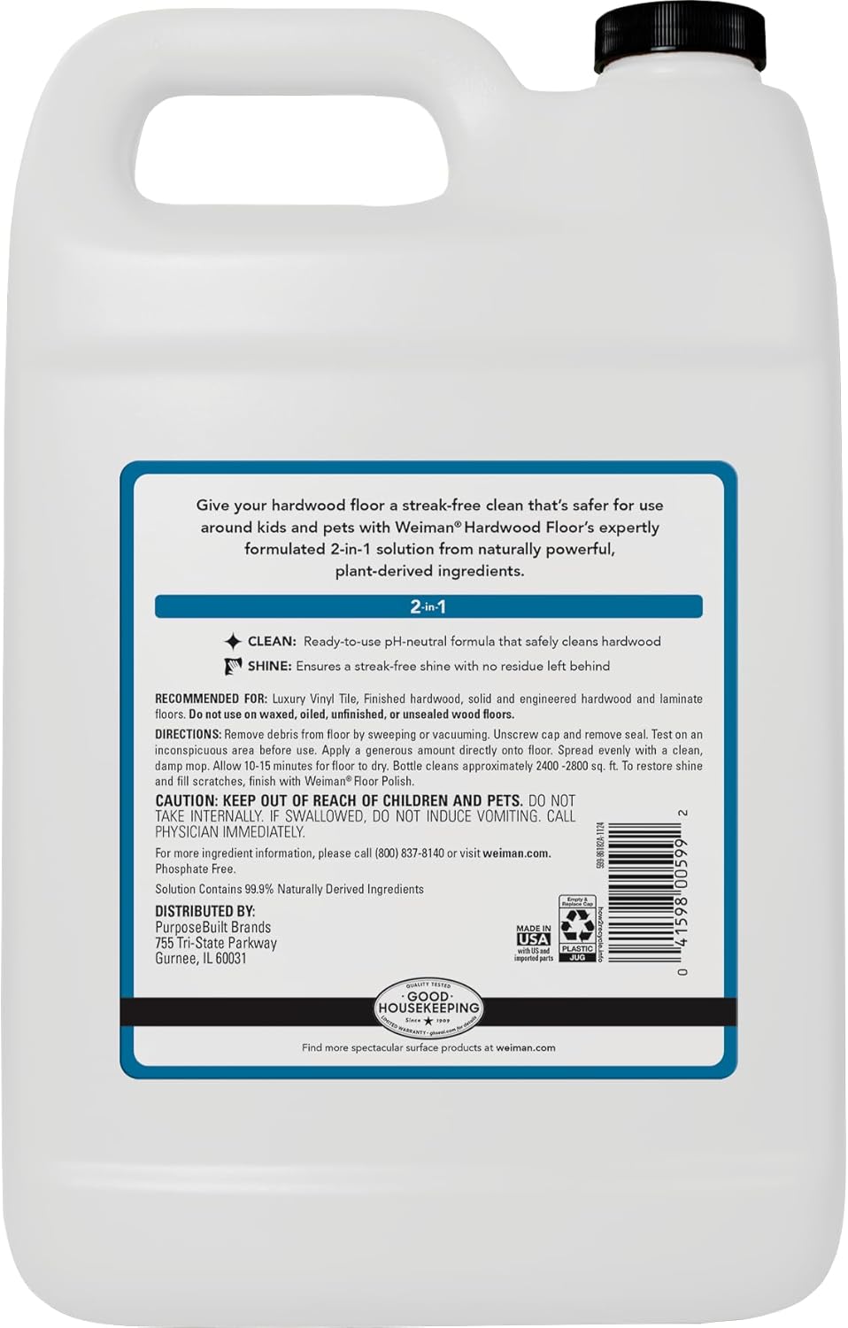 Weiman Hardwood Floor Cleaner - 128 Ounce Refill - Finished Engineered Hardwood Floors