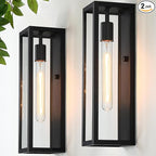 16'' Large Outdoor Wall Lights Exterior 2Pack, Waterproof Matte Black Exterior Lighting Fixtures Wall Mount, Front Porch Lights Outdoor Wall Sconces Exterior Coach Lights for Garage