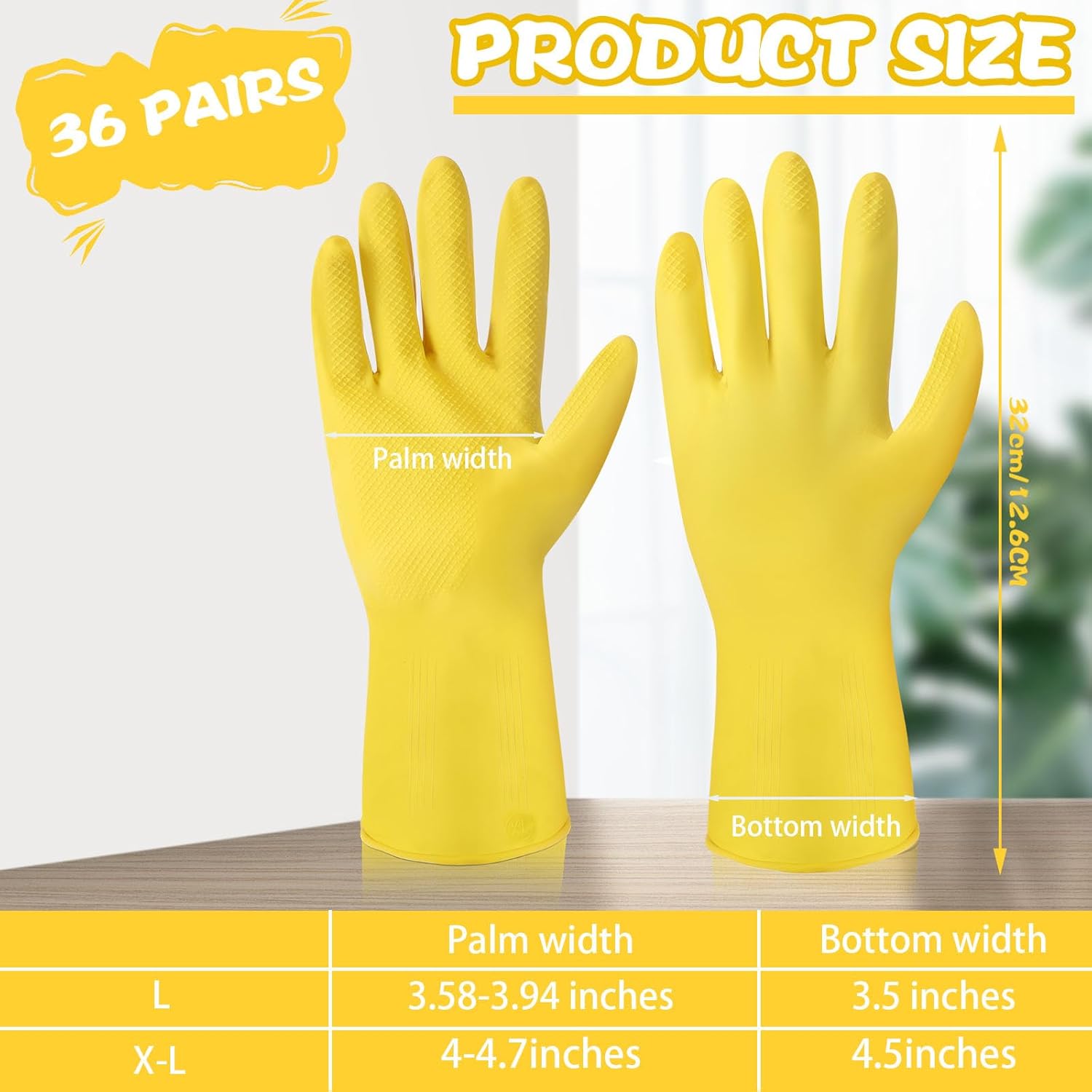 36 Pair Reusable Household Gloves Long Rubber Dishwashing Gloves Kitchen Cleaning for Dishes Clean Gardening