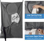 Saves Space Door-Hanging Laundry Bag,Door Hanging Laundry Hamper with 2 Different Types of Hooks, Polyester Fabric Hanging Laundry Basket for Clothes Size 22"X37" -2 Pack Gray