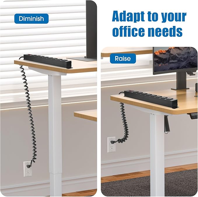 HHSOET 8 Outlet Metal Wall Mount Power Strip, Mountable Outlet with Switch, Heavy Duty Wide Spaced Surge Protector, 4 FT SJT 14AWG Black Spring Cord.