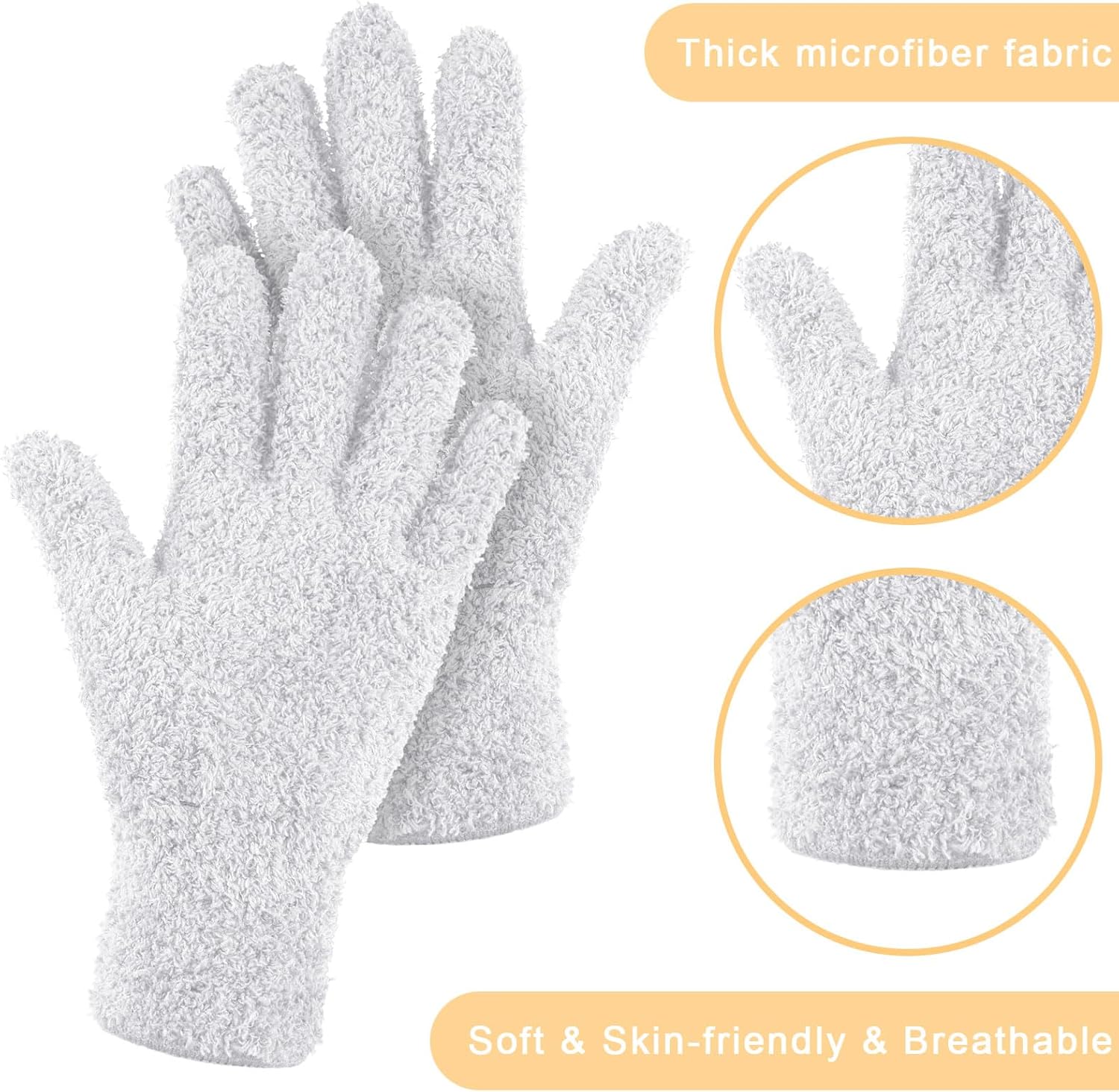Patelai 3 Pairs Microfiber Plant Dusting Gloves Leaf Cleaning Gloves for Indoor Plants, Blinds, Furniture, House (Small,Pink, Nude, White)