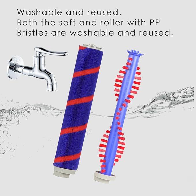 Upgraded Hardwood Floor Vacuum Attachments with Headlights for Dyson V6 DC59 DC61 DC74 , Replacement Parts Motorhead,Soft Roller &PP Bristle Motorized Brush Accessories for Tile,Carpet,Rug Cleaning.