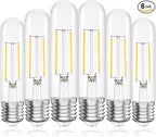 Tubular LED Edison Bulb Dimmable 4000K Neutral White, 4W, 40 watt Equivalent, E26 LED Light Bulbs, T10 Edison Bulbs for Chandeliers, Ceiling Fan, 90+CRI 400LM, 6 Pack