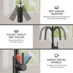 FORIOUS Kitchen Faucet with Soap Dispenser, Modern Matte Black, Single Handle High Arc Stainless Steel Kitchen Sink Faucet with Pull Down Sprayer, 1 or 3 Hole Deck Mount for RV, Laundry, Outdoor