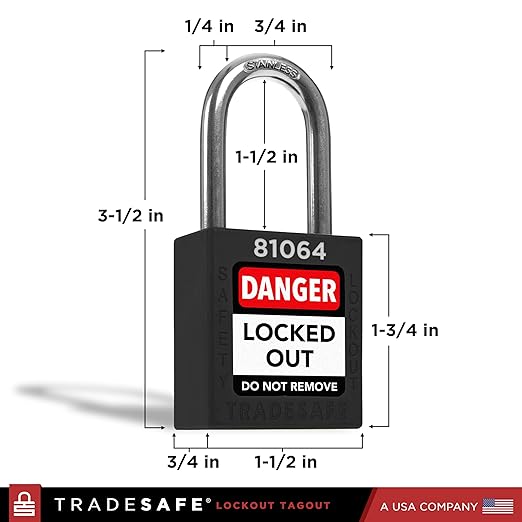 TRADESAFE Lockout Tagout Locks Set - 10 Black Lockout Locks Keyed Different, 2 Keys Per Loto Lock, OSHA Compliant Lock Out Tag Out Padlocks, Safety Padlocks for Electrical Lockout Tag Out Kits