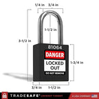 TRADESAFE Lockout Tagout Locks Set - 10 Black Lockout Locks Keyed Different, 2 Keys Per Loto Lock, OSHA Compliant Lock Out Tag Out Padlocks, Safety Padlocks for Electrical Lockout Tag Out Kits