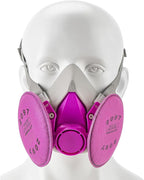 RANKSING Respirator Mask with Filters and Glasses to Against Dust Gases Fumes in Painting Spraying Sanding Orange/Pink