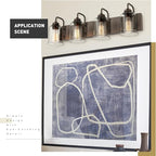 zeyu 28.5" Oil Rubbed Bronze Bathroom Light Fixtures, 4-Light Farmhouse Vanity Wall Lights with Clear Glass Shade, ZSL72B-4W ORB