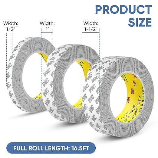 Double Sided Tape - Double Sided Foam Tape Heavy Duty - Foam Double Sided Tape for Securing Alarm Sensors, Outlets, and Other Home/Office Decorations (1-1/2 in x 16.5 ft)