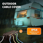 QUOBAS Outdoor Waterproof Electrical Box with 6 Cable Ports, IP54 Weatherproof Heavy-Duty Extension Cord Cover for Power Strips, Garden Power Tools, Holiday Lights, Brown