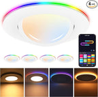 CLOUDY BAY [4 Pack] 6 Inch Gimbal Smart Recessed Lighting with Gradient Accent Light and Night Light,15W 2700K~6500K RGB LED Recessed Lights, Compatible with Alexa and Google Home Assistant