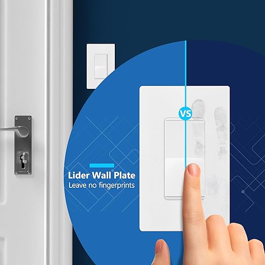 LIDER Matte White Minimalist Design Decorator Switch, Frameless Paddle Wall Light Switch, On/Off Rocker Switch, 3-Way or Single Pole, Residential Grade, UL Listed, 3 Wire, 15A 120-277VAC