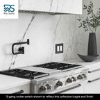 RIO SALTO Modern Metal Matte Black Quad Toggle Light Switch Cover Metal Decorative Toggle Switch Covers Wall Plate Outlet Cover Black Wall Electric Outlet Socket Quad Togle - Midsize 4 Gang