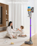 Cordless Vacuum Cleaner, 600W 50KPA 70Min Powerful Vacuum Cleaners for Home, Self-Standing Stick Vacuum Cordless Rechargeable/ Anti-Tangle/OLED Screen/1.8L Cup for Home Pet Hair/Carpet/Hardwood Floor