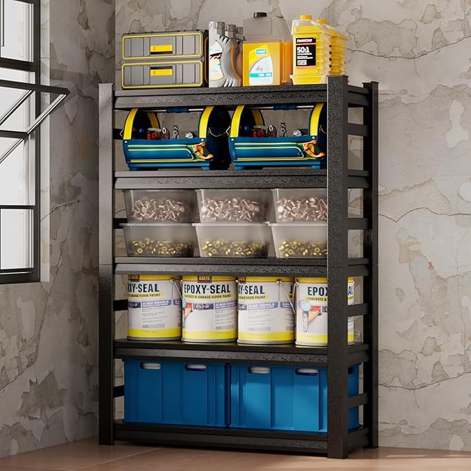 Garage Shelving, 2500LBS Garage Shelving Heavy Duty, Adjustable and Detachable Metal Storage Shelves with Fences, Easy Assembly, Shelves for Warehouse,Basement (35.4" W*15.7" D*72" H)