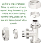 TAISHER 2PCS Brass-Nickel Plated Equal Tee Fitting，3/4" Tubing,Tube Fitting For Air Piping System