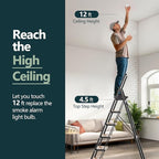 WOA WOA Step Ladder 6 Step Folding, Foldable Tall Ladder with Handrail, Aluminum Stepladder for High Ceilings, Lightweight, Deep Pedals, Anti-Slip Feet, Capacity 300 lbs - Black & Wood Grain