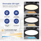 55in Black Flush Mount Ceiling Fan - RGB Low Profile Ceiling Fan Light with Remote-APP, Dimmable and 3CCT, Modern Fan with RGB Light for Indoor and Covered Outdoor