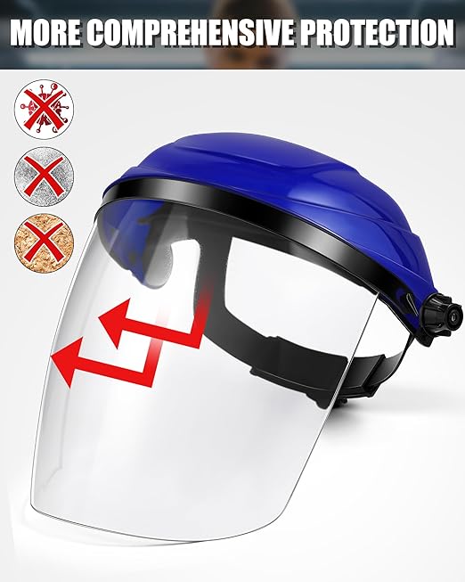 8 Pack Safety Face Shield for Grinding and Cutting, Full Impact Resistant Face Shield Mask for Work Chemical Woodworking (Blue)