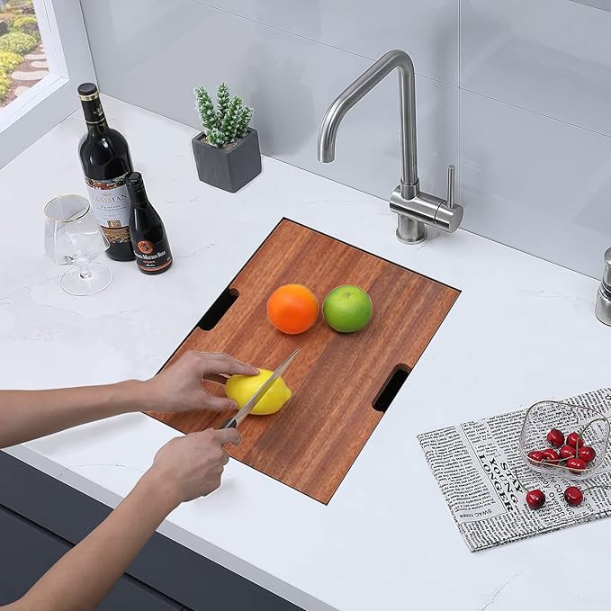 SHACO 15x19 Inch Black Undermount Bar Sink, Ledge Workstation Small Kitchen Sink, Black Stainless Steel RV Kitchen Single Bowl Wet Bar Prep Sink with Dish Grid & Drain & Cutting Board