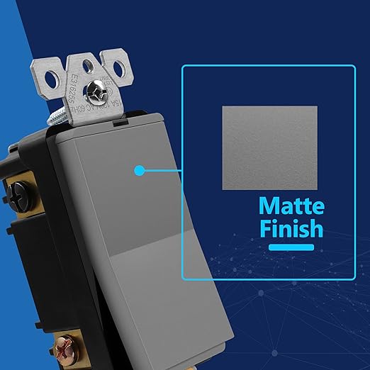 LIDER Minimalist Design Matte Finish Lighted 4-Way Decorator Light Switch, Four Way Frameless Rocker Switch, Residential/Commercial Grade, 15A 120V/277V, UL Listed, LS15-4W-GY, Gray