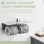 APLusee Double Toilet Paper Holder with Phone Shelf, 304 Stainless Steel Bathroom Tissue Hanger, Wall Mounted Dual Roll Paper Dispenser, Polished Chrome