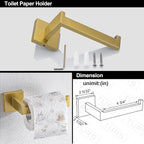 TURS 5-Pieces Bathroom Hardware Accessories Set Stainless Steel Brushed Gold Towel Bar Holder Sets, Wall Mounted,Q7LSJ-P5