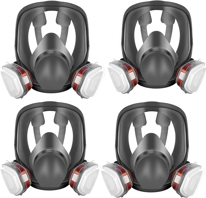 Full Face Respirator Mask: 6800 Gas mask Respirator Mask with Filters 6001 - Dust Mask Anti Fog Against Organic Vapor Fumes Gases for Spray Paint Chemicals Epoxy Resin Welding Sanding（4 pcs）