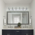 Modern Glass Crystal Vanity Light - Vintage Bathroom Lighting Fixtures Over Mirror, 6 Light Vanity Lights G9 Bulb (43.3 Inch, Chrome)