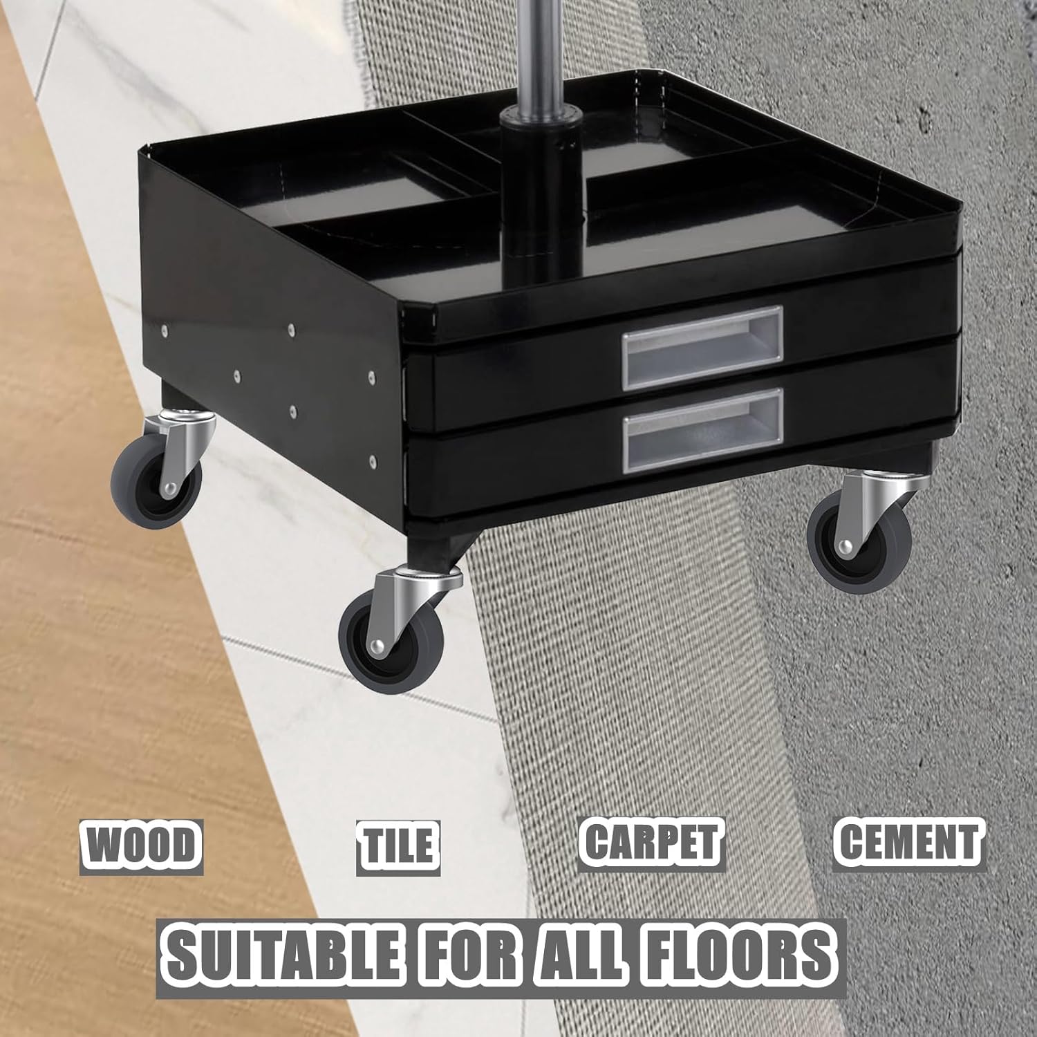 4-Inch Swivel Stem Caster for Rubbermaid Mop Bucket Utility Cart, 7/16-Inch Stem Diameter Rubber Wheel Set of 4, Heavy Duty TPR Weber Grills Shop Vac Replacement Wheels