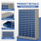 75-Drawer Parts Storage Cabinet, Multi-Purpose Organizer for Screws, Bolts, Nails, Craft Supplies, Legos, Tools, Compact Plastic Drawer Unit,Hardware Organizer for Garage, Workshop, Classroom