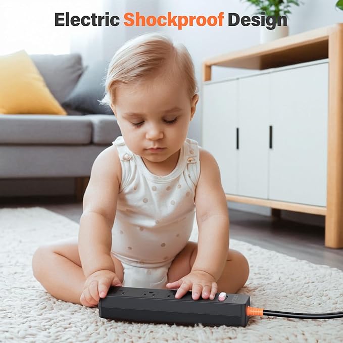 Outdoor Power Strip Weatherproof, IPX6 Waterproof Surge Protector with 4 Wide Outlets,1875W/15A Overload Protection Switch, 6FT Extension Cord, Wall Mountable for Indoor Outdoor, UL FCC Listed