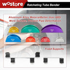 Wostore Tube Bender Kit with Reverse Bend Includes 1/4-7/8 Sizes Refrigeration Ratcheting Tubing benders Hand Tool Color Aluminium Alloy Replacement Head